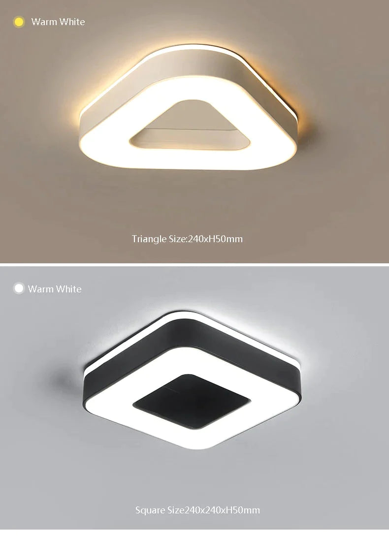 Candelabro LED moderno de 240mm de diámetro para pasillo, dormitorio, candelabro Led cuadrado/redondo/triangular en blanco o negro