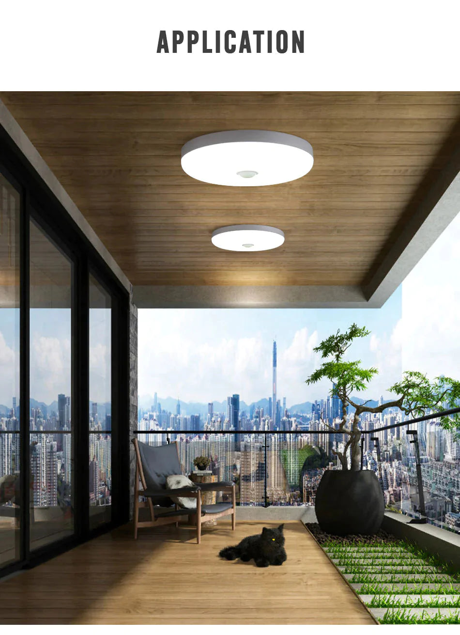 Plafonnier LED avec détecteur de mouvement, 30/36W, montage en Surface PIR, éclairage intérieur, maison, cuisine, balcon, entrée carrée, IP65