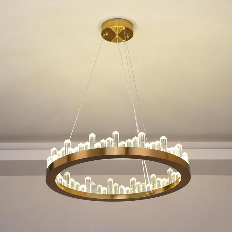 Modern Gold LED Chandelier in Warm/White Light for Bedroom - 16