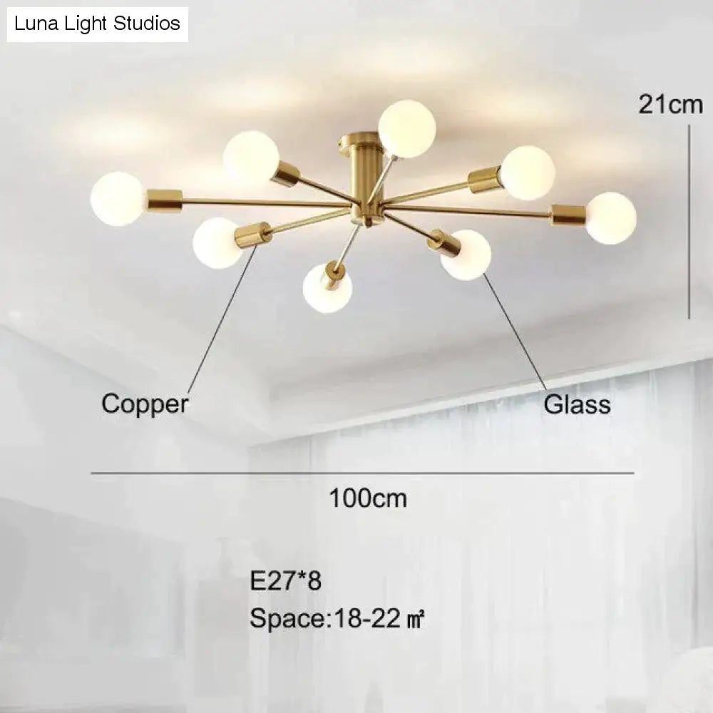 Plafonnier en cuivre moderne salle à manger en laiton plafonnier salon luminaires LED Lustres de cuisine lumières éclairage de plafond nordique chambre à coucher