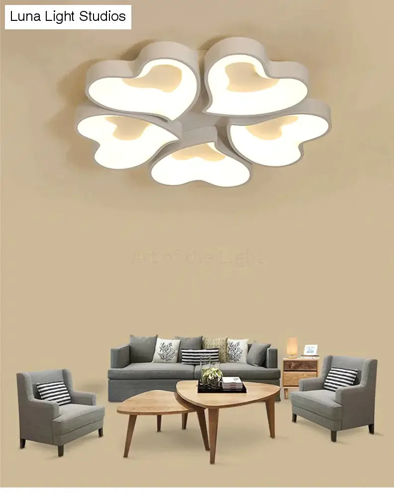 Plafoniere moderne a LED a forma di cuore per soggiorno, camera da letto, illuminazione interna, lampada da soffitto, telecomando, Dimmin