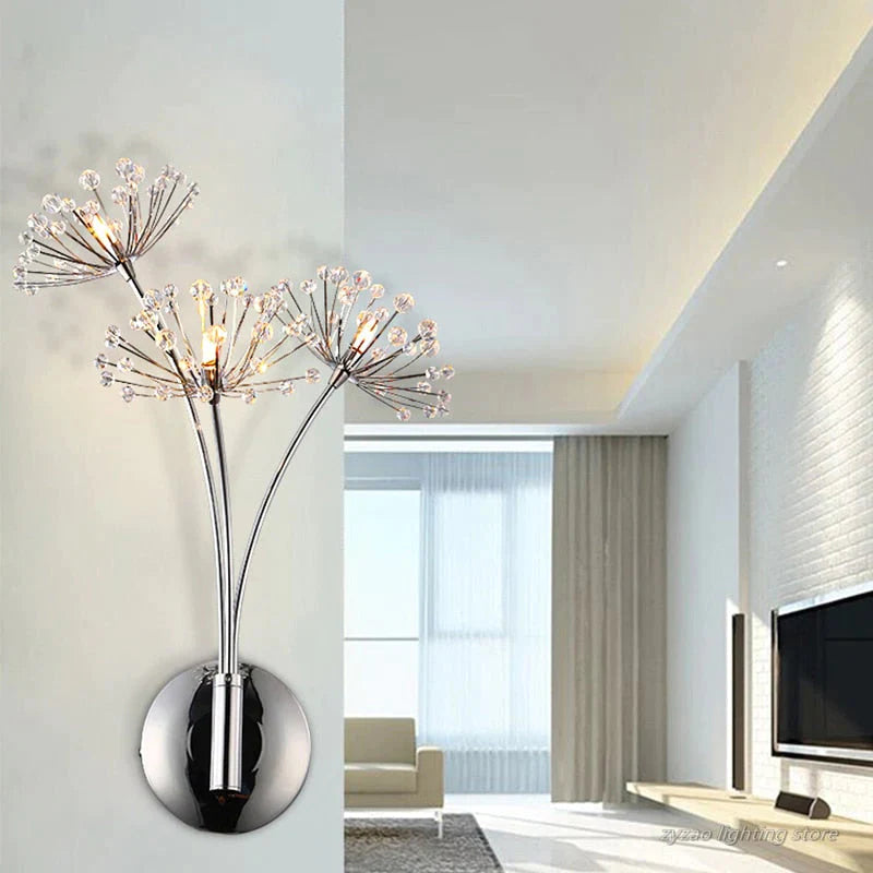 Nordic Creatieve Kristallen Bloem Paardebloem Wandlampen voor Badkamer Slaapkamer Bedlampje Woonkamer