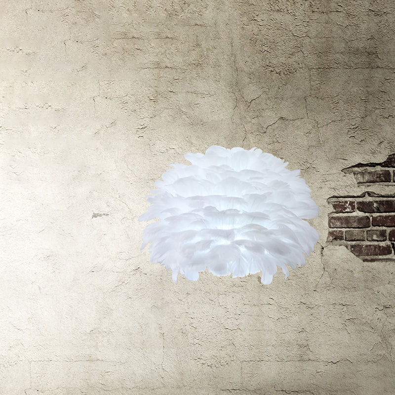 Nordic Feather inbouw wandkandelaar voor slaapkamer - Wit halfbol omhoog-omlaaglicht
