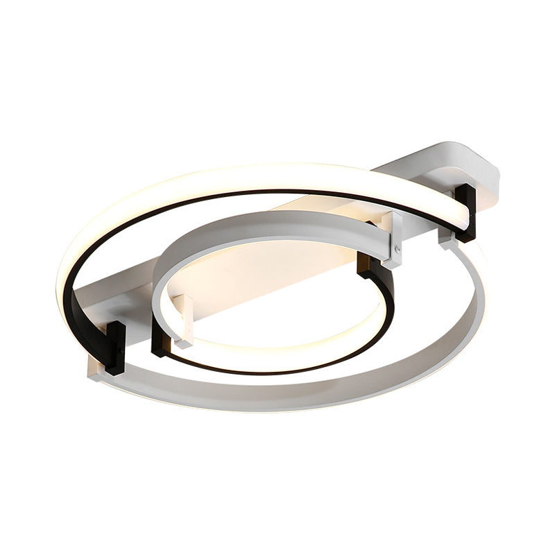 Sleek Acrylic LED Bedroom Ceiling Lamp in Warm/White Light - Black/White Flush Mount, Various Sizes