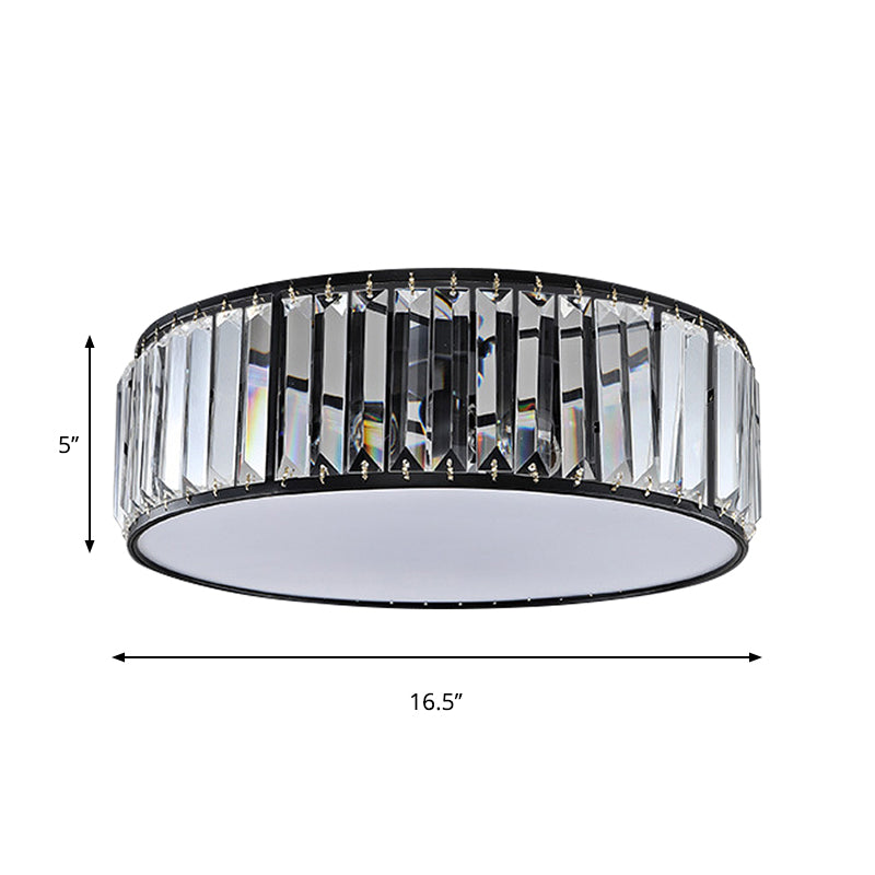 Eenvoudige trommel-inbouwlamp met kristallen schaduw - Zwart/brons 3/4/5-lichtarmatuur voor slaapkamers