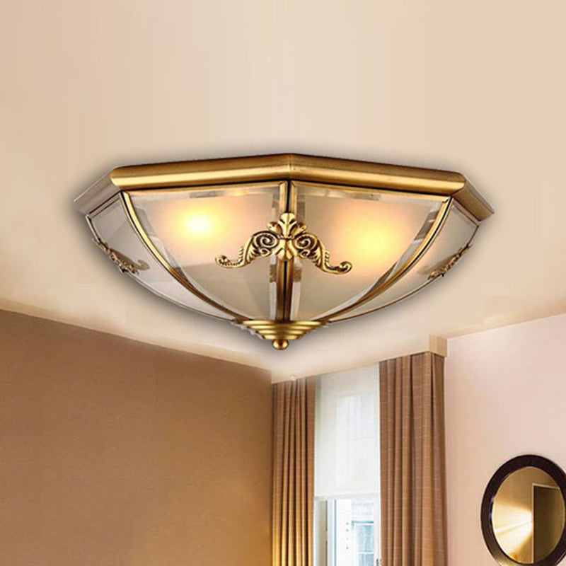 Mosiężna lampa sufitowa do montażu podtynkowego z kloszem z opalowego szkła – mała/średnia/duża, 2/3/6 lamp – klasyczny design