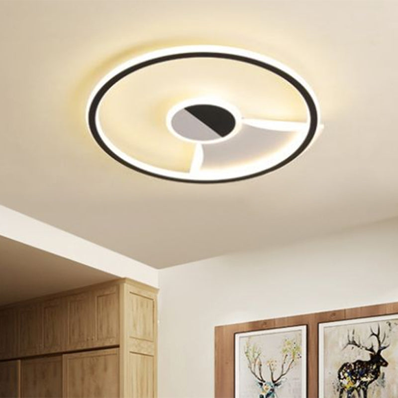 Simple Style LED Acrylic Flush Ceiling Light – Black/White, 16