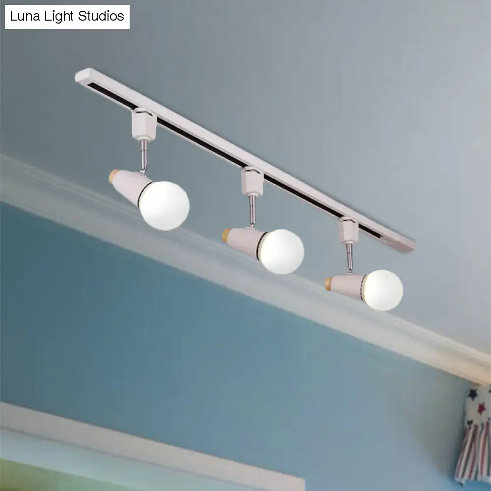 Industriële metalen lineaire plafondlamp - 3/4-kops verstelbare semi-inbouwrailarmatuur met komvormige kap in zwart/wit