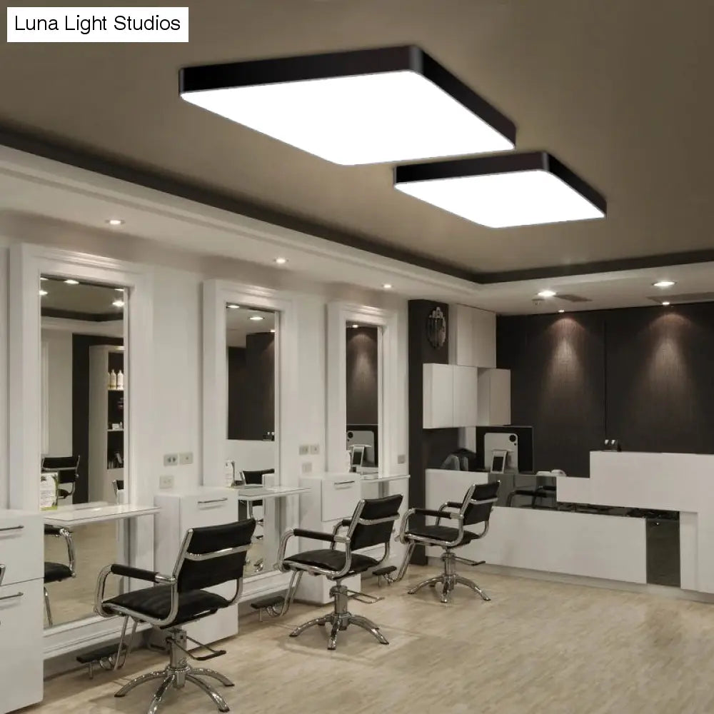 Stijlvolle kantoorverlichting: Nordic Black Square LED-plafondlamp met metalen inbouwmontage