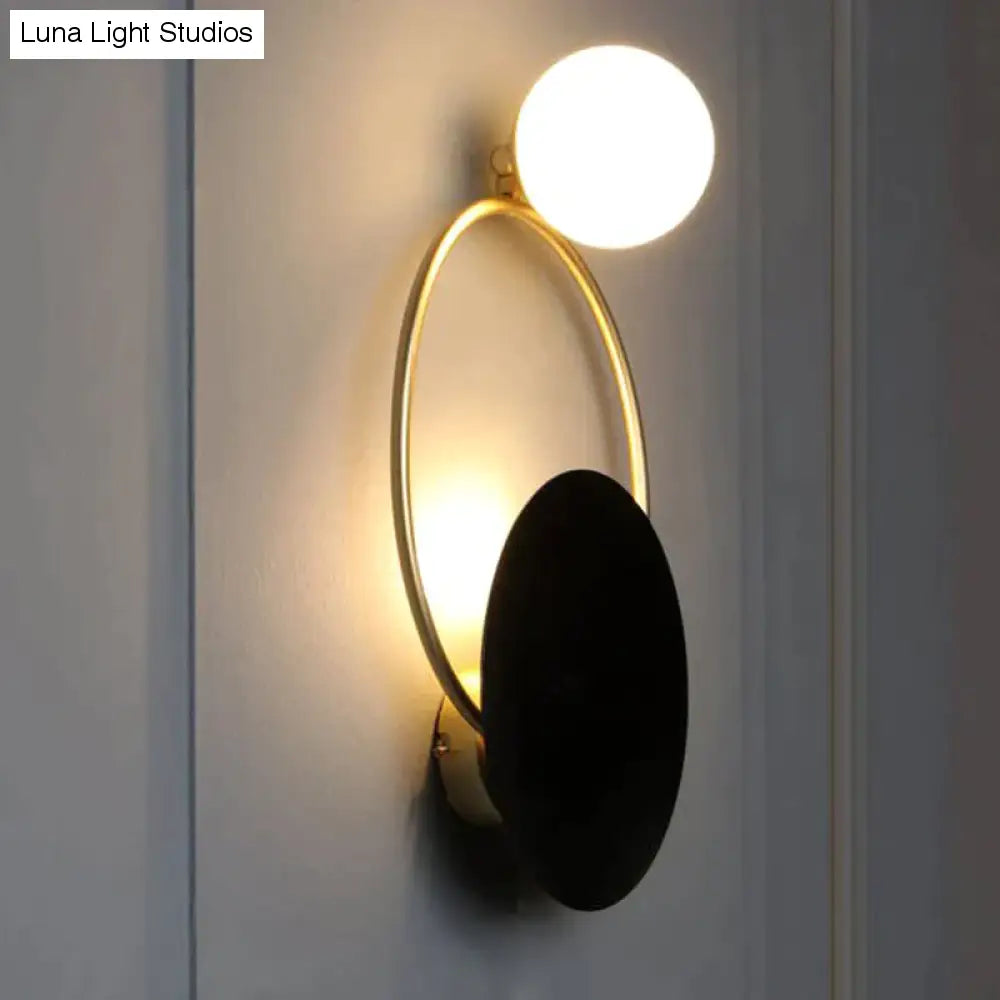Post-modern Personality Circle Copper Wall Lamp Creative Living Room Bedroom Hallway Hallroom Villa Light Luxury Art Wall