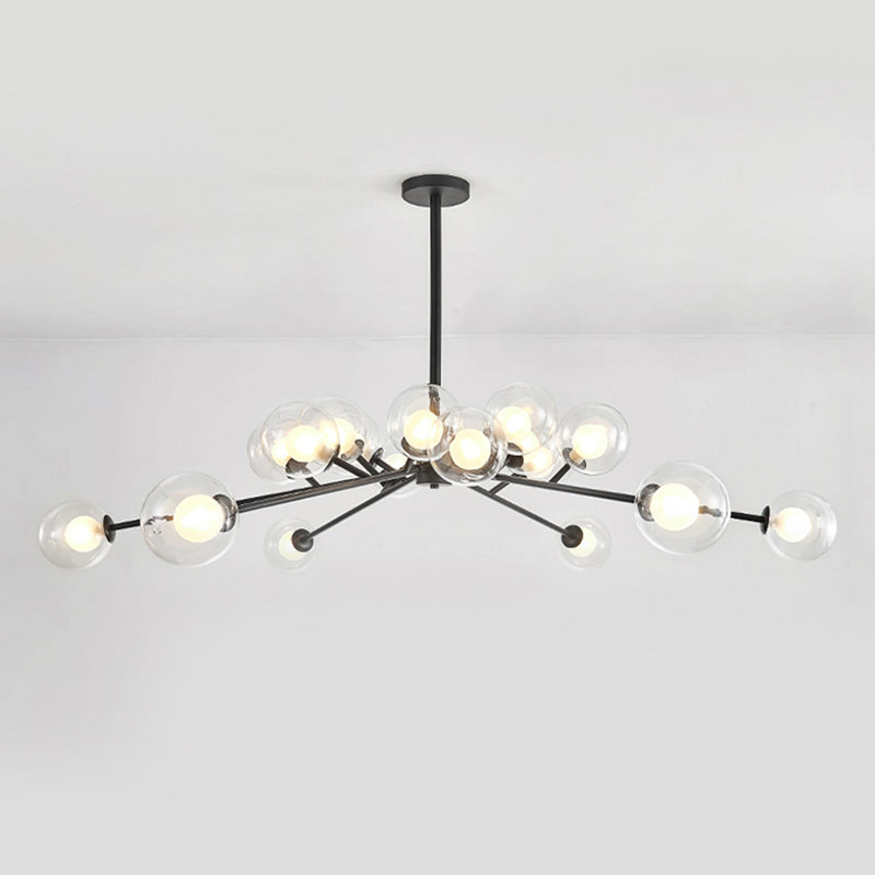 Modern Large Chandelier: 15/18 Lights, Restaurant Hotel Branch, Metal, Black/Gold Hanging Lamp