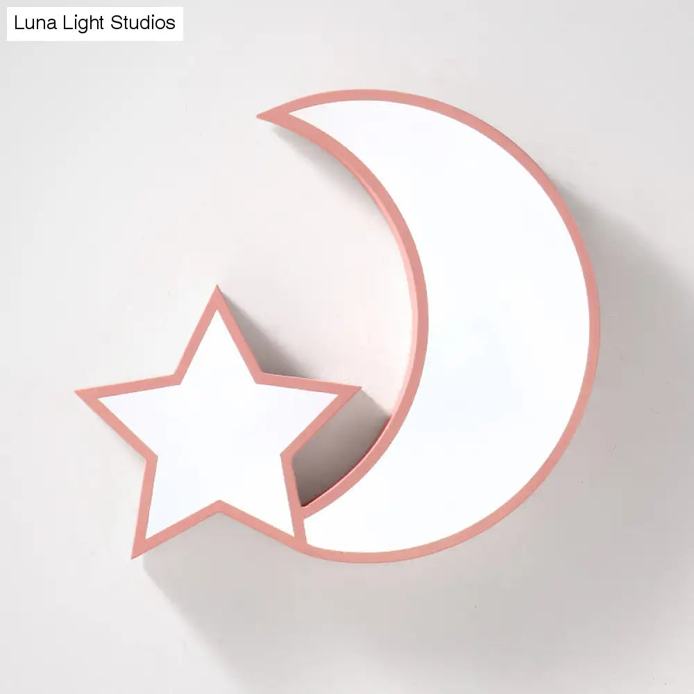 Ein himmlischer Glanz für Kinder: LED-Unterputz-Deckenleuchte aus Acryl mit Stern und Mond