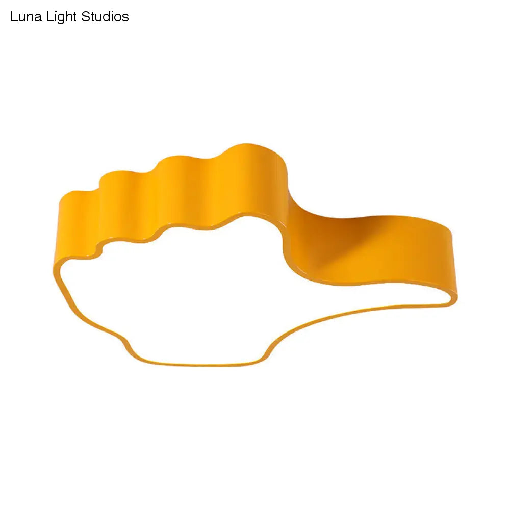 Thumbs Up Cartoon-LED-Unterputz-Deckenleuchte in Gelb für Kinderzimmer