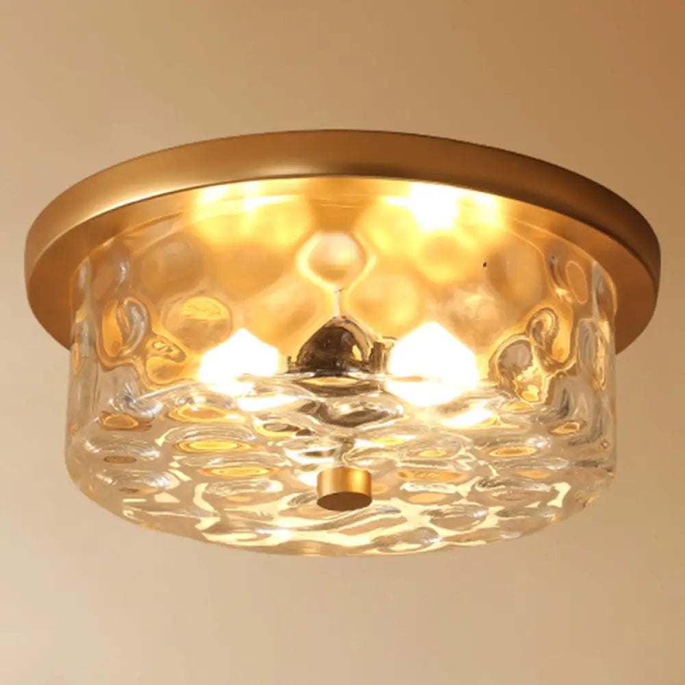 Fascino della camera da letto classica: plafoniera da incasso in poliedro in stile coloniale con paralume in vetro a 1 luce
