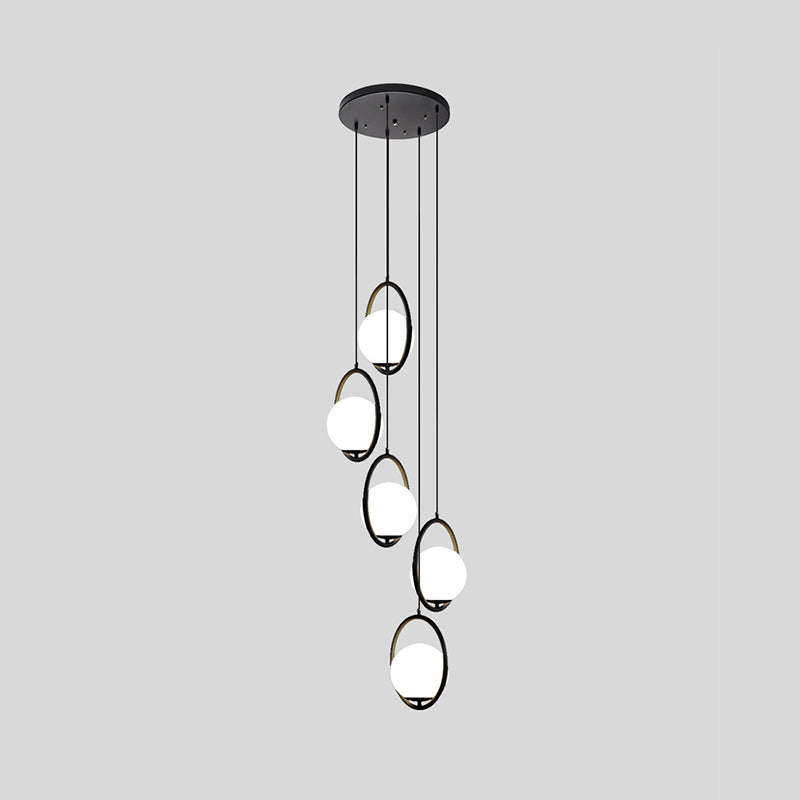 Lampadario multiluce Black Globe Lampadario semplice in vetro per scale