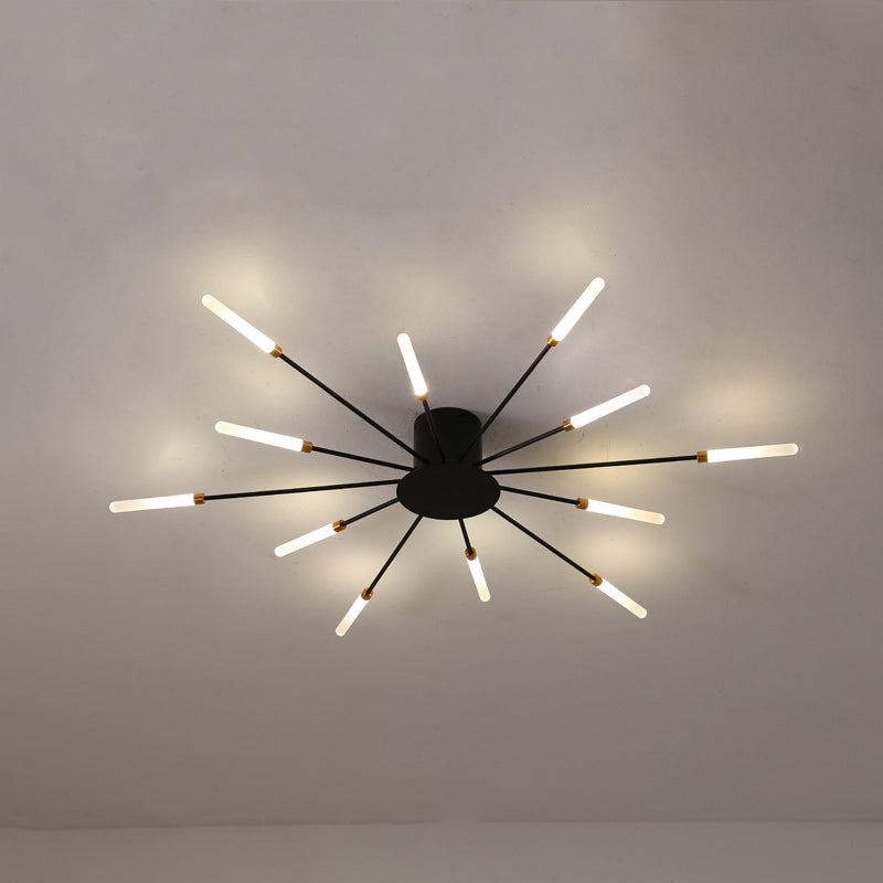 Lámpara de techo contemporánea negra/dorada con LED acrílico para dormitorio - Montaje semiempotrado (12/18/28 luces)