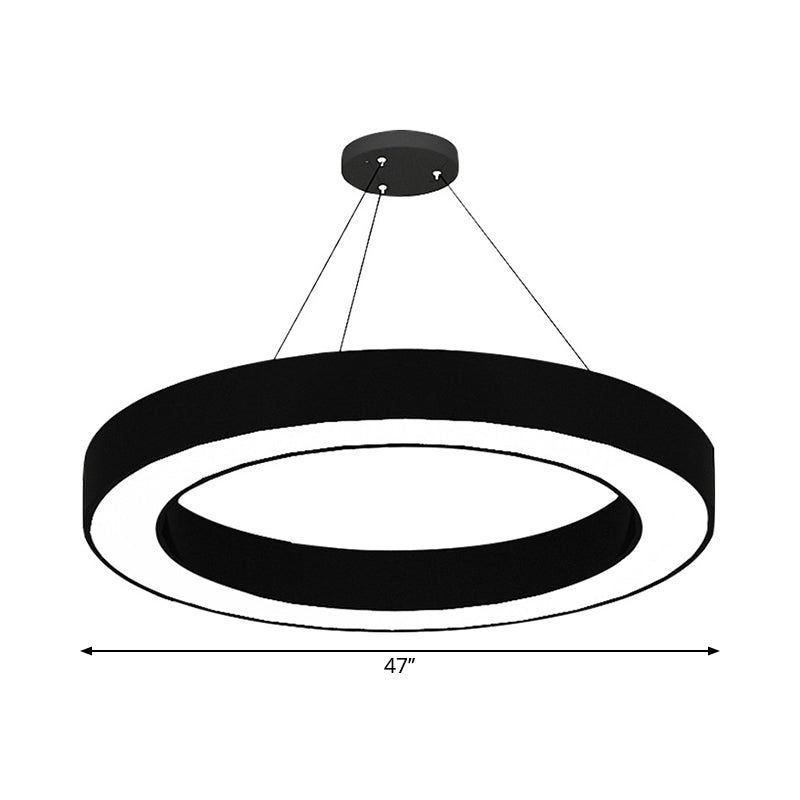 Kreisförmiges LED-Pendelleuchten-Set, minimalistische Büro-Hängelampe aus Acryl in Schwarz, 16