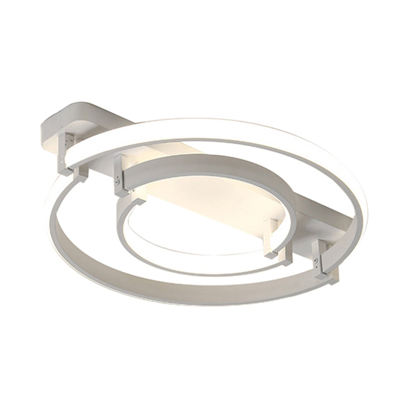 Sleek Acrylic LED Bedroom Ceiling Lamp in Warm/White Light - Black/White Flush Mount, Various Sizes