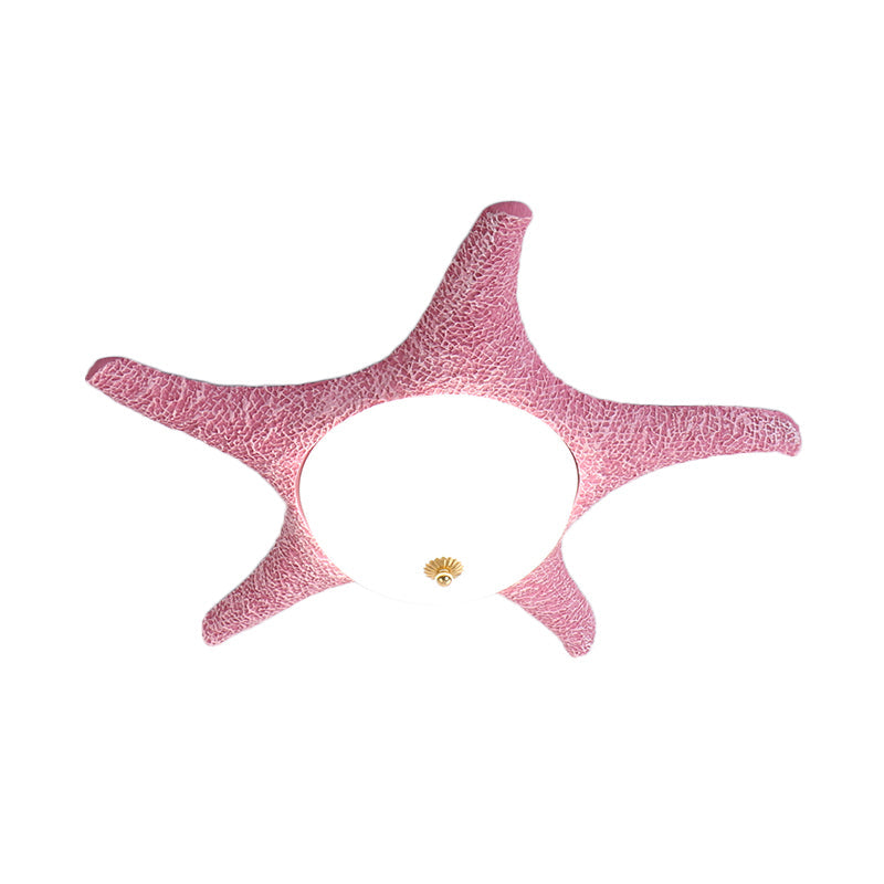 Noche estrellada en tu habitación - Luminaria empotrada LED de estrella de mar de resina para niños en alegre rosa, amarillo y azul con luz blanca/cálida