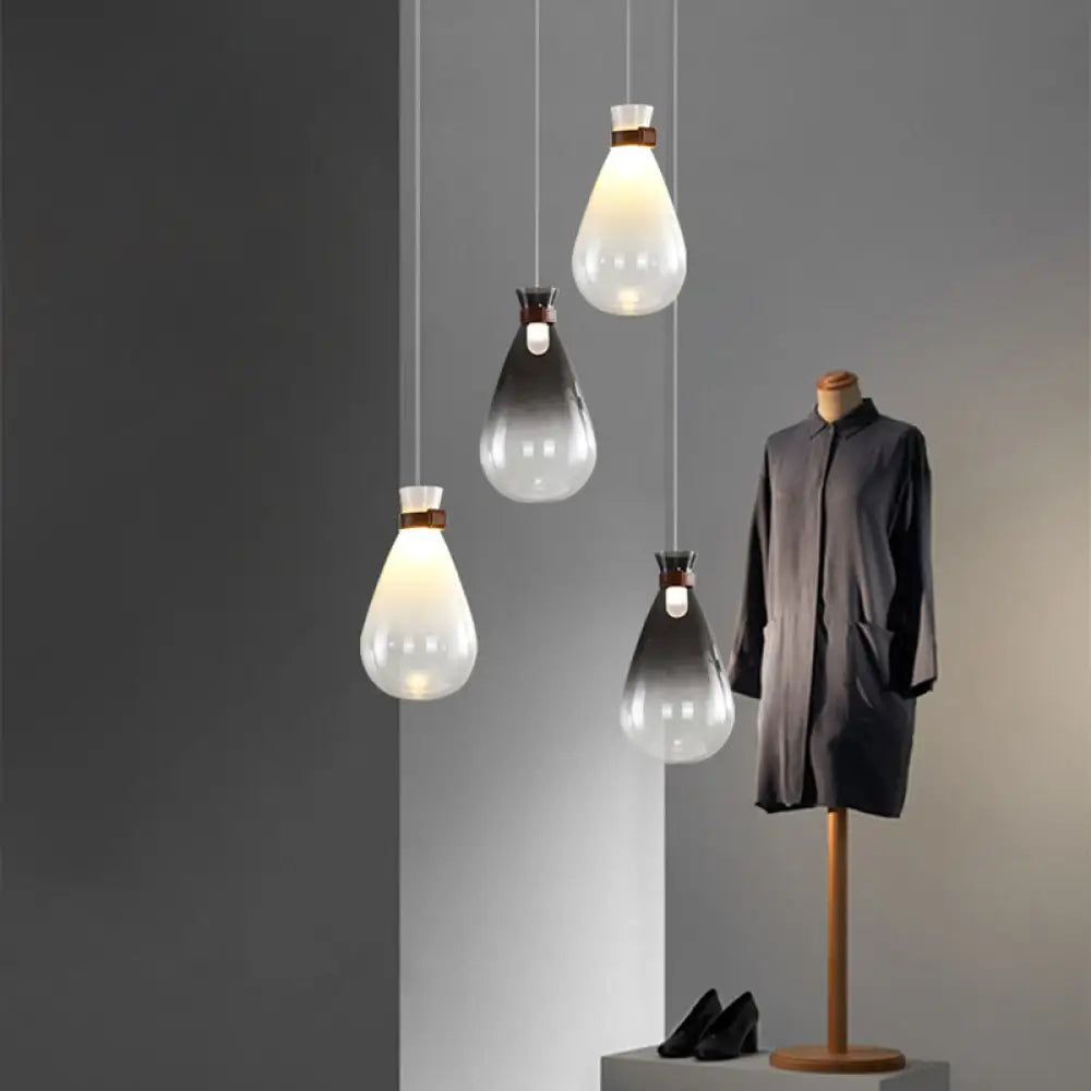 Moderne Tropfen-Hängelampe mit Lederhalsband für Küche, Schlafzimmer, Esszimmer