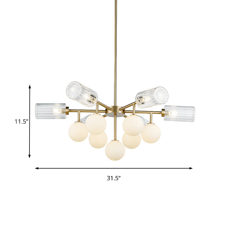 Elegant Brass Chandelier Light - Hanging G4 & G9 Glass - 13 Lights - Living Room Lighting