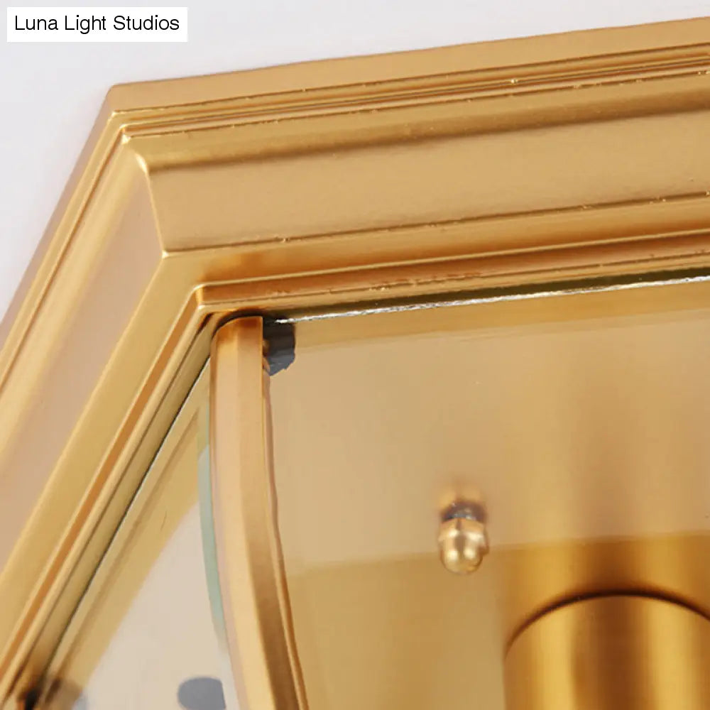 Fascino della camera da letto classica: plafoniera da incasso in poliedro in stile coloniale con paralume in vetro a 1 luce