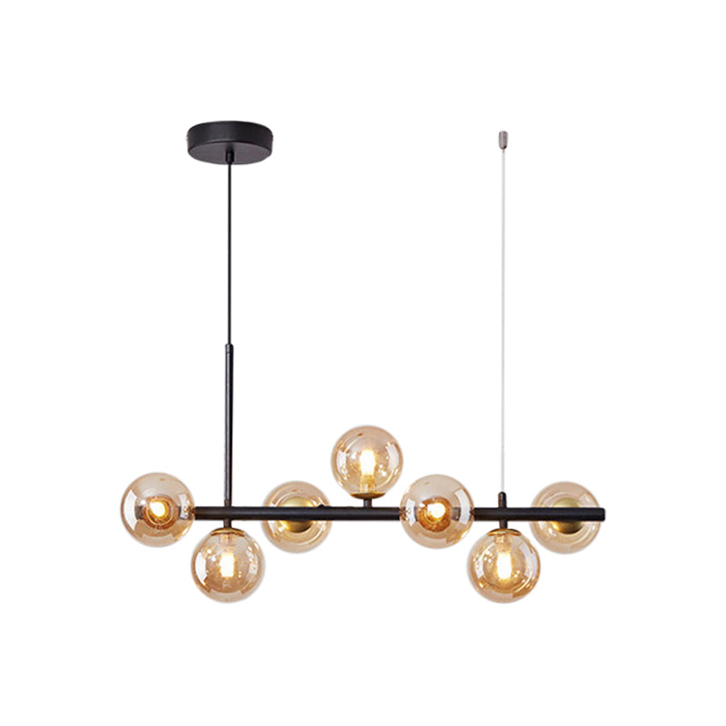 Lampada a sospensione postmoderna con sfera di vetro per cucina - Diversi colori e finitura oro/nera - 7/9/11 luci