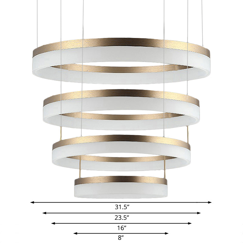 Modern Round LED Chandelier Pendant - Acrylic 1/2/3-Light Ceiling Light Fixture in Black/White/Gold - Warm/White Light