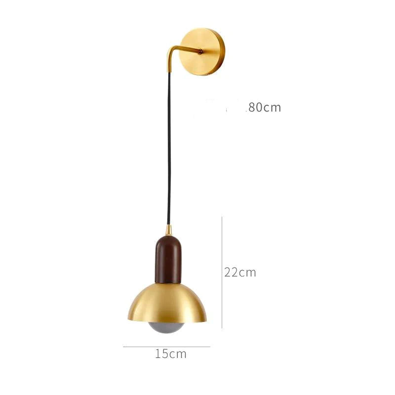 Applique murale de chevet tout en cuivre, luminaire de luxe, post-moderne, Simple, pour salon, arrière-plan, allée murale, rétro, personnalité créative, boule en cuivre