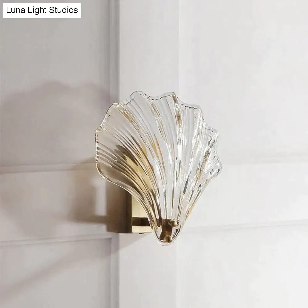 Shell Wandleuchte Postmodern Luxus Schlafzimmer Nachttisch Wohnzimmer Wand TV Hintergrund Einfache kreative Persönlichkeit Kupfer Wandleuchte
