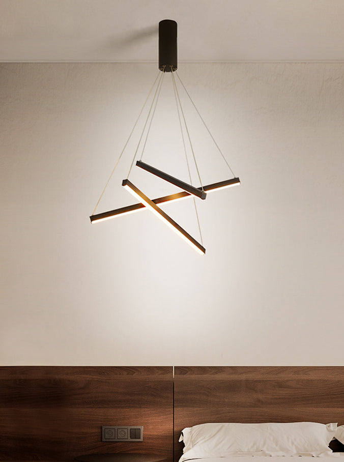 Żyrandol LED Black Sticks Nowość Minimalistyczna metalowa lampa wisząca do holu