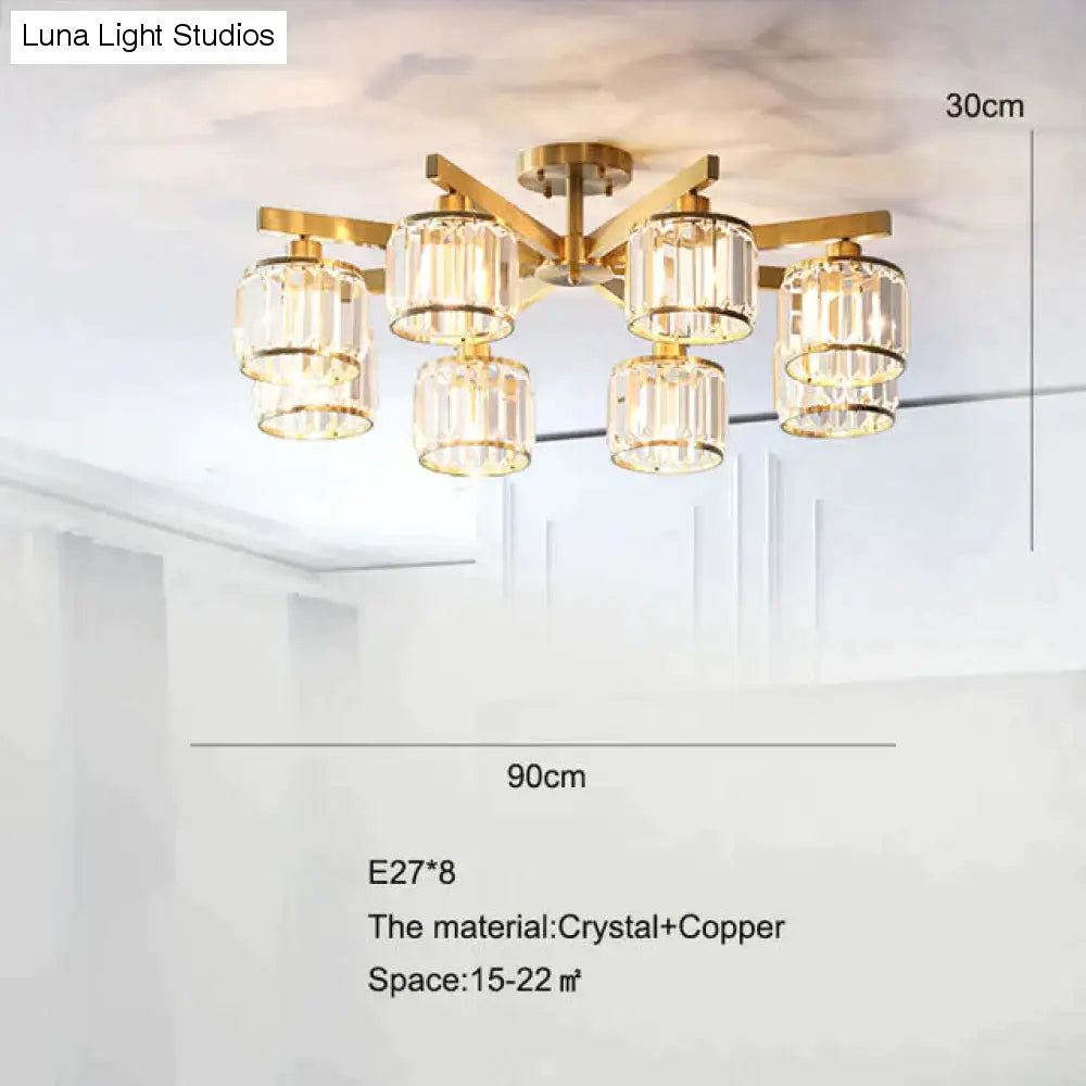 Luces de techo de cristal para dormitorio, lámpara de cobre de diseño moderno, lámpara Led para comedor, lámpara de techo para cocina, Lustre de cristal para sala de estar