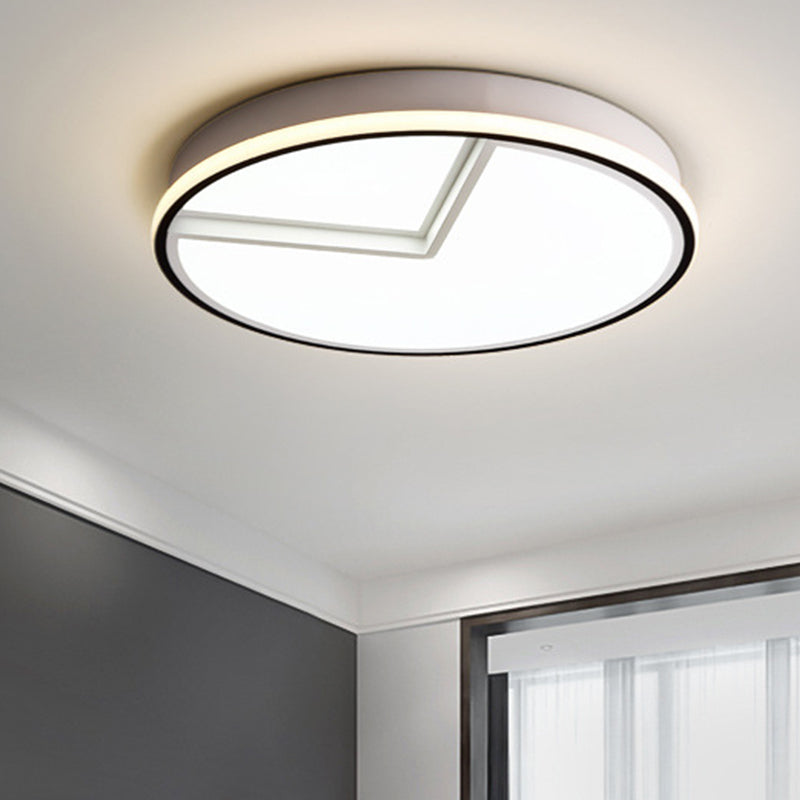White Acrylic Minimal Round Flush Ceiling Lamp - 16.5
