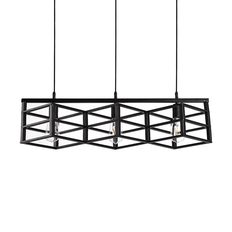 Lampada a sospensione da corridoio vintage industriale in metallo a 3 lampadine
