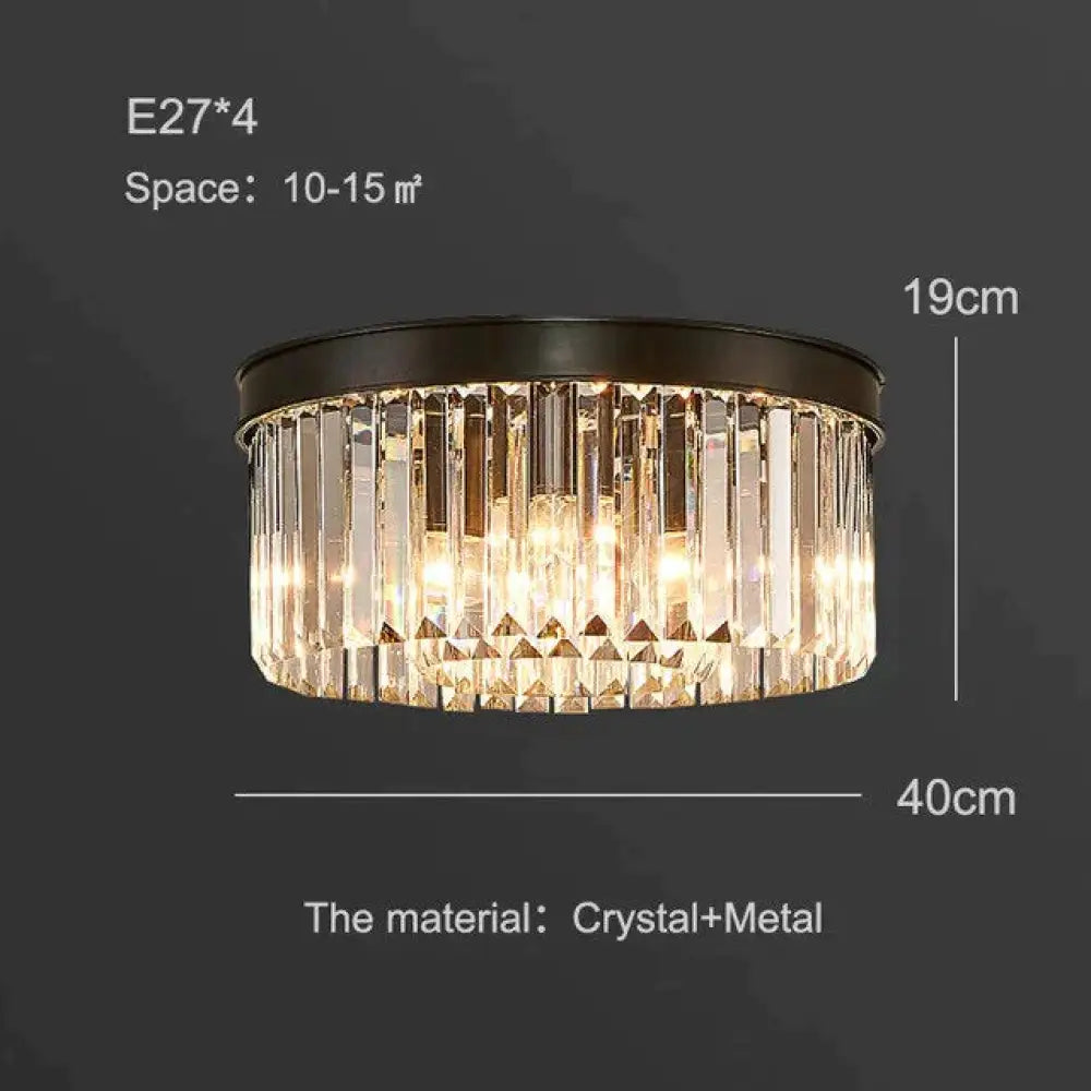 Nowoczesna kryształowa lampa sufitowa Living Crystal lampa sufitowa sypialnia klasyczne okrągłe lampy sufitowe czarna podstawa oprawy Led jadalnia