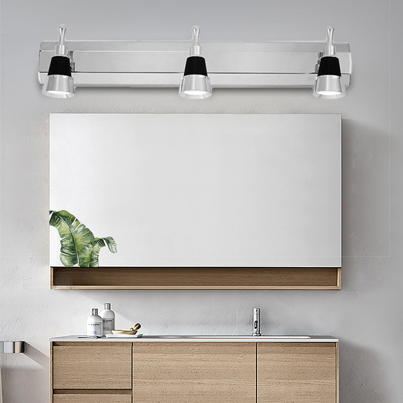 Lámpara de tocador cónica modernista: lámpara de pared para baño de 2/3 luces en aluminio con iluminación blanca cálida