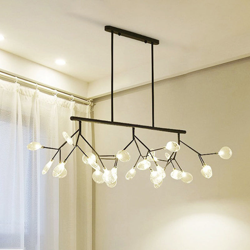 Modern Bubble Chandelier with Clear Glass, 27 Heads, Black/Gold - Dining Room Hanging Light Kit