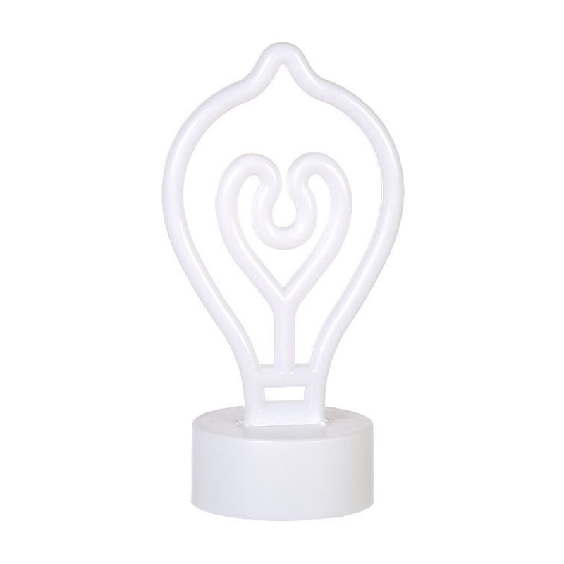 LED-Cartoon-Tischlampe mit Batteriebetrieb und Kunststoffschirm – weiße Glühbirnenform