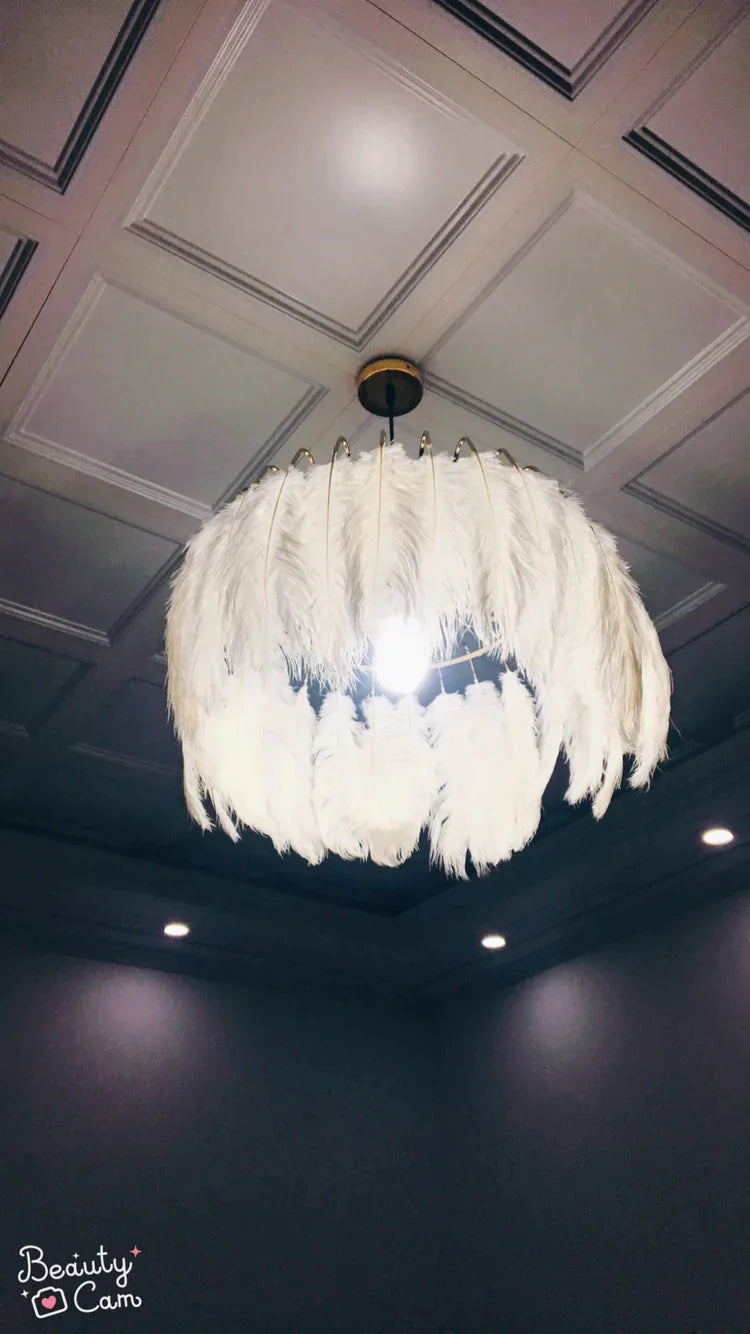 Lámpara de araña de plumas de hada nórdica moderna, lámpara colgante para Loft, luces, accesorios de iluminación de suspensión para sala de estar