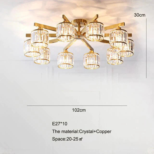 Luces de techo de cristal para dormitorio, lámpara de cobre de diseño moderno, lámpara Led para comedor, lámpara de techo para cocina, Lustre de cristal para sala de estar