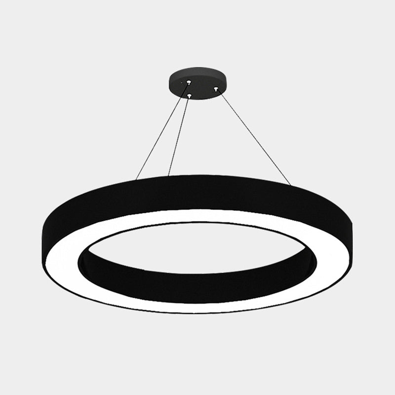 Kreisförmiges LED-Pendelleuchten-Set, minimalistische Büro-Hängelampe aus Acryl in Schwarz, 16