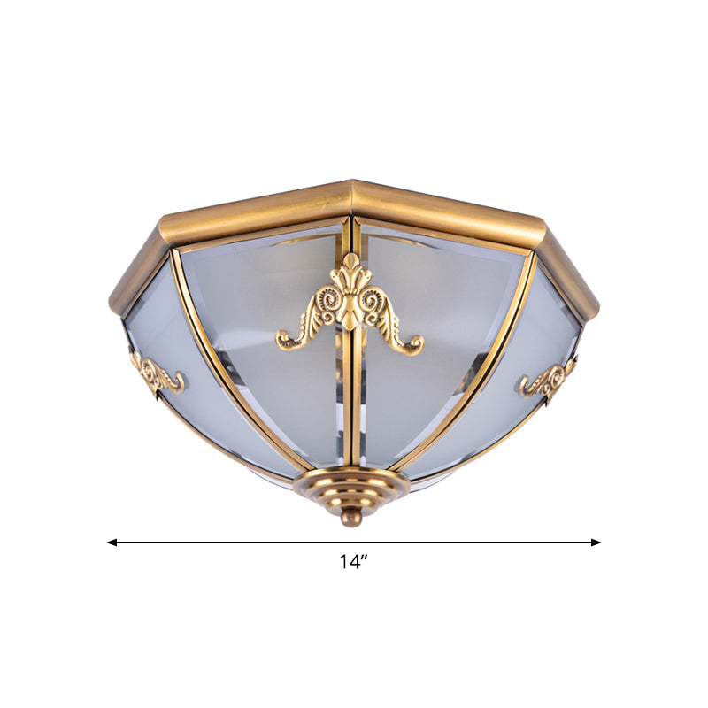 Mosiężna lampa sufitowa do montażu podtynkowego z kloszem z opalowego szkła – mała/średnia/duża, 2/3/6 lamp – klasyczny design