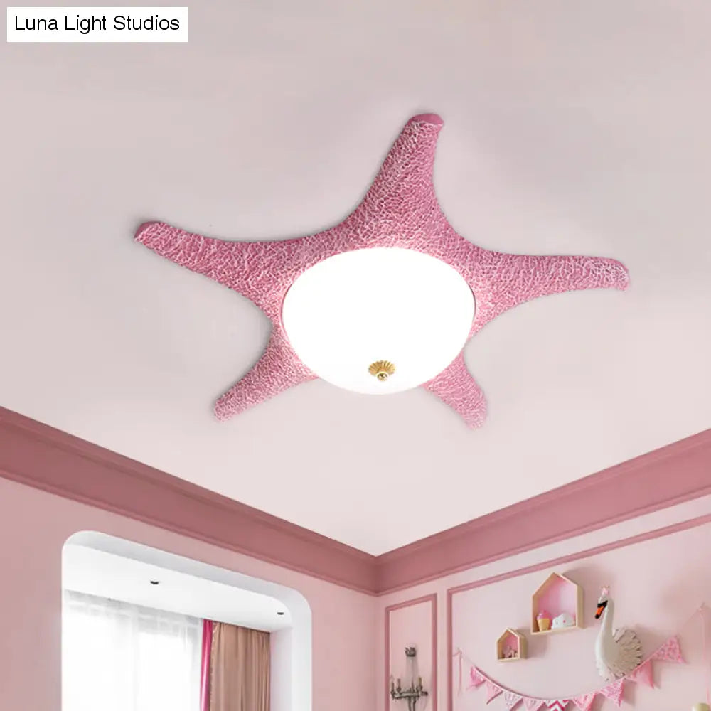 Noche estrellada en tu habitación - Luminaria empotrada LED de estrella de mar de resina para niños en alegre rosa, amarillo y azul con luz blanca/cálida