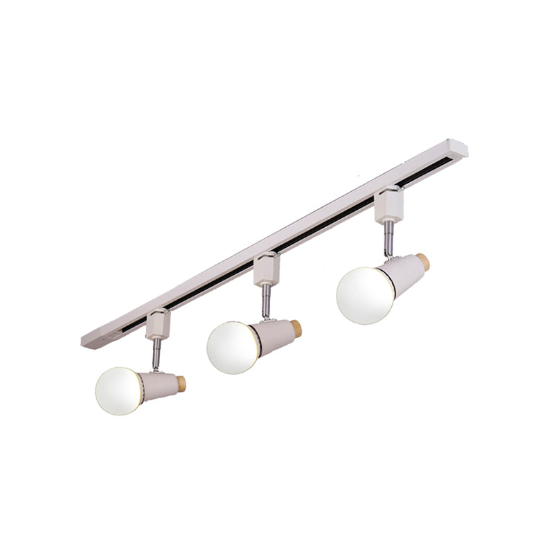 Industriële metalen lineaire plafondlamp - 3/4-kops verstelbare semi-inbouwrailarmatuur met komvormige kap in zwart/wit