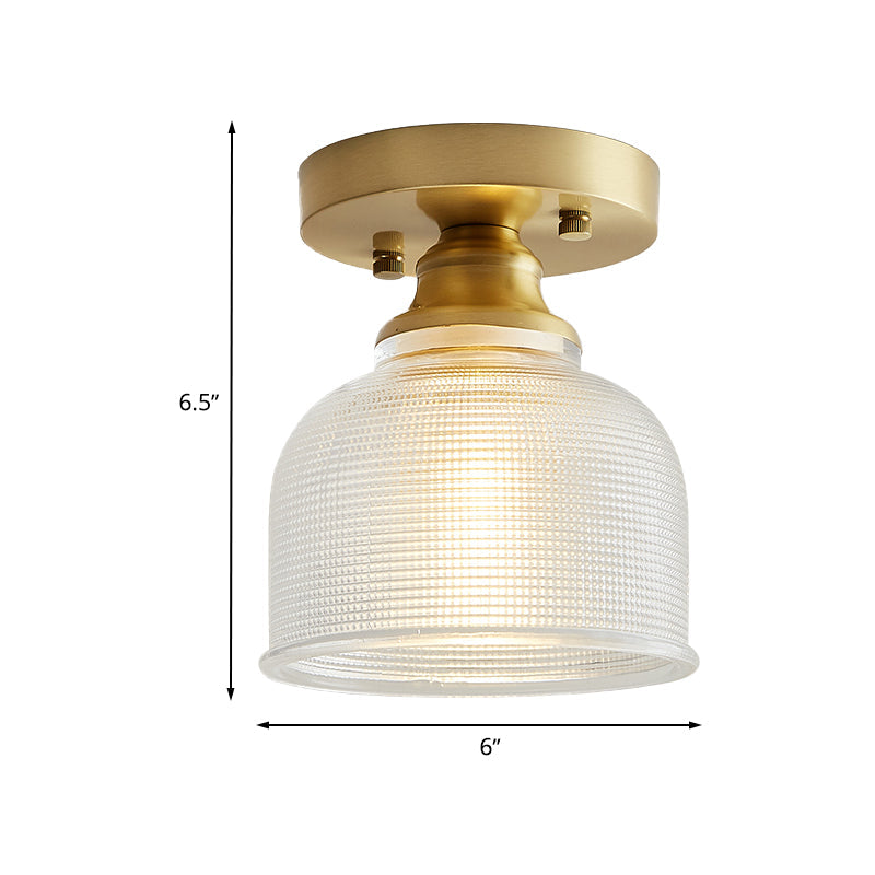 Lampada da semi-incasso industriale in ottone con vetro prismatico per soggiorno