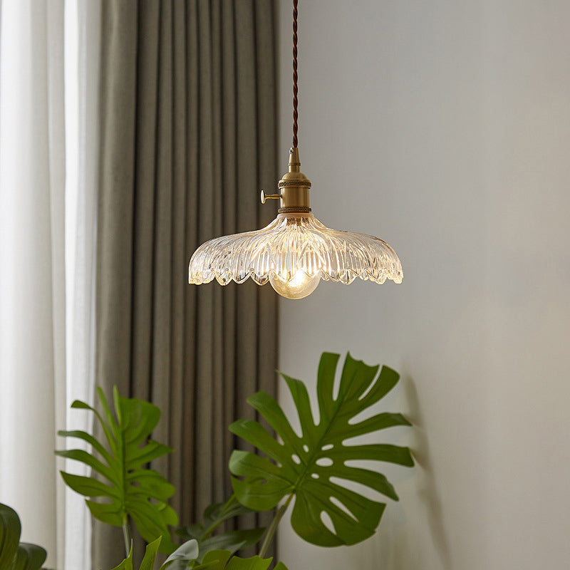 Przemysłowa lampa sufitowa z zapiekaną krawędzią Pojedyncza wisząca lampa wisząca z przezroczystego szkła do restauracji