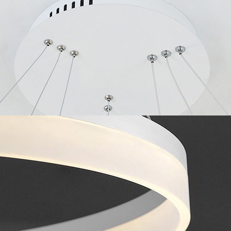 Modern Round LED Chandelier Pendant - Acrylic 1/2/3-Light Ceiling Light Fixture in Black/White/Gold - Warm/White Light