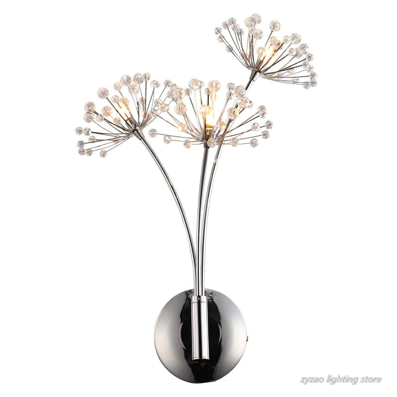 Nordic Creatieve Kristallen Bloem Paardebloem Wandlampen voor Badkamer Slaapkamer Bedlampje Woonkamer