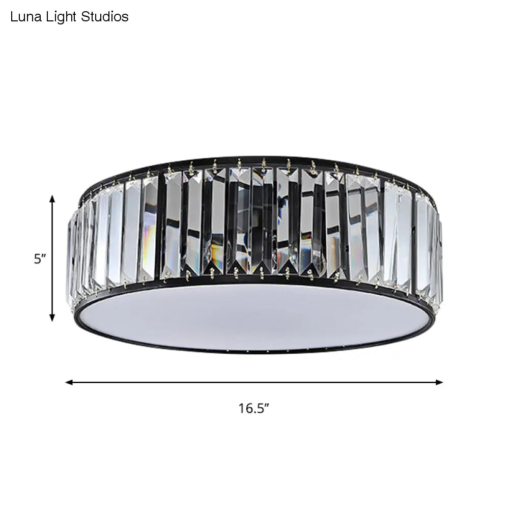 Eenvoudige trommel-inbouwlamp met kristallen schaduw - Zwart/brons 3/4/5-lichtarmatuur voor slaapkamers