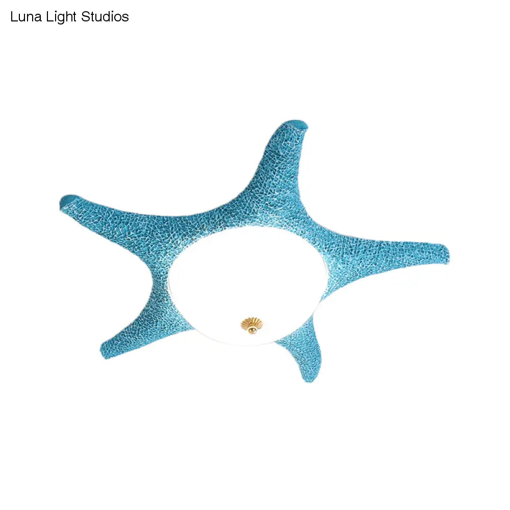 Noche estrellada en tu habitación - Luminaria empotrada LED de estrella de mar de resina para niños en alegre rosa, amarillo y azul con luz blanca/cálida